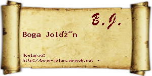 Boga Jolán névjegykártya