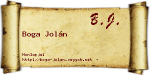 Boga Jolán névjegykártya